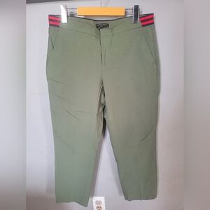 Banana Republic Avery 8 Petite Olive Chinos with Red And Blue Waistband